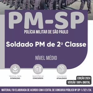 Imagem de capa para o Ebook Apostila PM-SP 2024 - Soldado PM de 2ª Classe