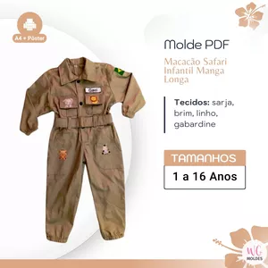 Imagem de capa para o Ebook MOLDE MACACÃO SAFARI INFANTIL MANGA LONGA