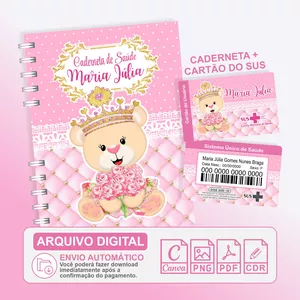 Imagem de capa para o Ebook Caderneta de Saúde da Criança - Ursinha Princesa - Arquivo Digital