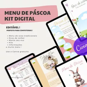 Imagem de capa para o Ebook Menu de páscoa editável - Confeitaria 