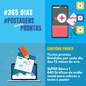 Imagem principal do produto 365 dias de POSTAGENS quase PRONTAS para REDES SOCIAIS - Facebook - Instagram - Whatsapp "ZAP" - Copywriting puro