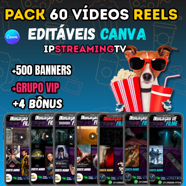 Imagem do curso Pack 60 Vídeos Reels - Editáveis Canva