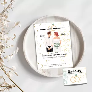 Imagen de portada para Ebook Plantilla editable en Canva de invitación de boda y tarjeta agradecimiento 