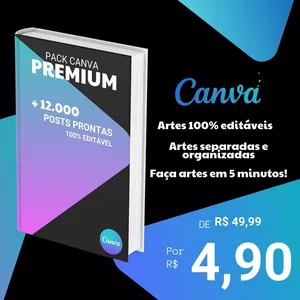 Imagem de capa para o Ebook PACK CANVA PREMIUM +12,000