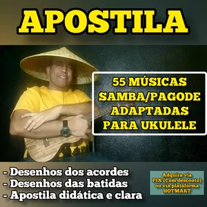 Imagem de capa para o Ebook APOSTILA 55 MÚSICAS SAMBA/PAGODE ADAPTADAS PARA UKULELE
