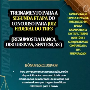 Imagem de capa para o Curso online Treinamento para segunda etapa do concurso para juiz federal do TRF3 com foco na banca