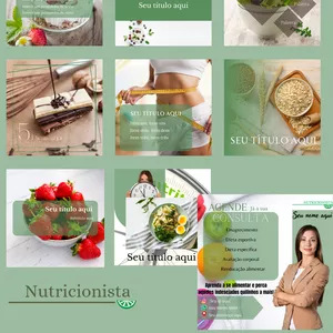 Imagem de capa para o Curso online Pack de artes do canva - profissões - Nutricionista