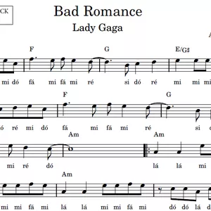 Imagem de capa para o Ebook Bad Romance (Lady Gaga) - Partitura Facilitada com Playback