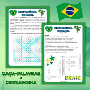 Imagem de capa para o Ebook 📘 Kit Educativo Independência do Brasil – Caça-palavras + Cruzadinha 🇧🇷✨