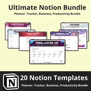 Cover image for Ebook Ultimate Notion Bundle - 20 Templates