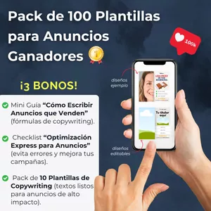 Imagen de portada para Curso online 🚀 Pack de 100 Plantillas para Anuncios Ganadores + Bonos Exclusivos 🎁