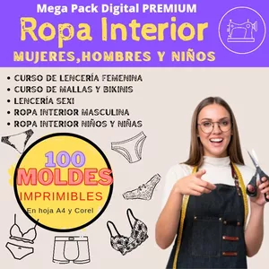 Imagen de portada para Ebook MEGA PACK +100 MOLDES ROPA INTERIOR PARA TODA LA FAMILIA
