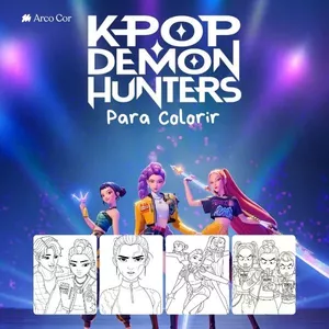 Imagem de capa para o Ebook KPOP Demon Hunter para Colorir
