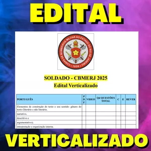 Imagem de capa para o Ebook EDITAL VERTICALIZADO SOLDADO BOMBEIRO MILITAR RIO DE JANEIRO - CBMERJ 2025
