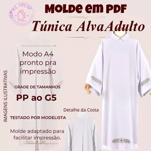 Imagem de capa para o Ebook MOLDE EM PDF_A4_TÚNICA ALVA ADULTO _ID 4067209