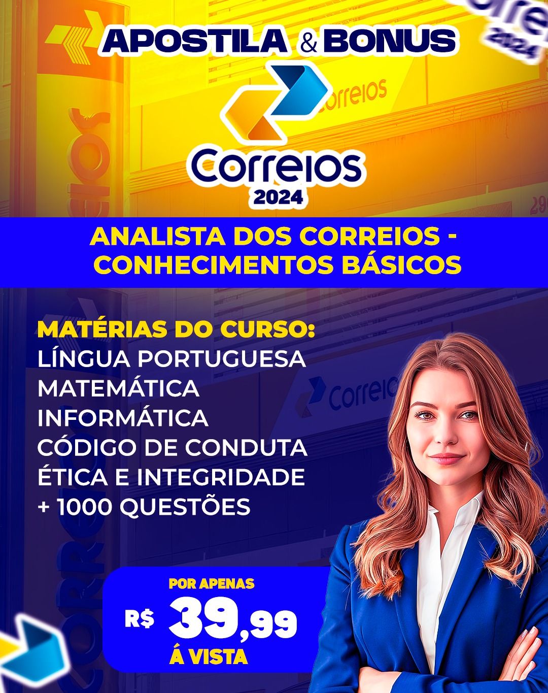 Imagem do curso APOSTILA DOS CORREIOS CONHECIMENTOS BÁSICOS - NÍVEL SUPERIOR