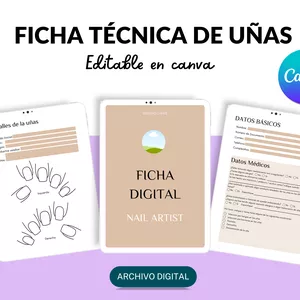 Imagen de portada para Ebook Plantilla CANVA - Ficha de Uñas