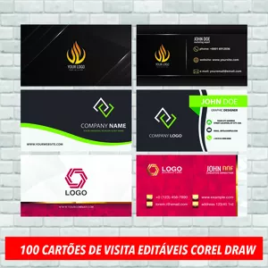 Imagem de capa para o Ebook 100 CARTOES DE VISITA EDITAVEIS EM COREL DRAW