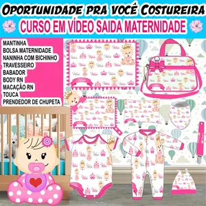 Imagem de capa para o Curso online APRENDA A FAZER ESTE LINDO KIT SAIDA MATERNIDADE COMPLETO,  COM 9 ÍTENS E 100 TEMAS