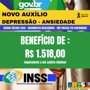 Imagem de capa para o Ebook NOVO AUXILIO GOV - DEPRESSAO E ANSIEDADE 