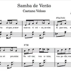 Imagem de capa para o Ebook Samba de Verão (Caetano Veloso) - Partitura para PIANO