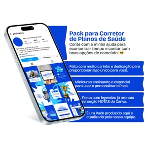 Imagem do curso Pack Canva - Corretor de Planos de Saúde | Posts com conteúdos nichados e editáveis para perfil do Instagram e Redes Sociais