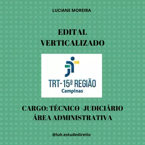 Imagem de capa para o Ebook Edital Vertical TRT15 - Técnico Judiciário - Área Adm.