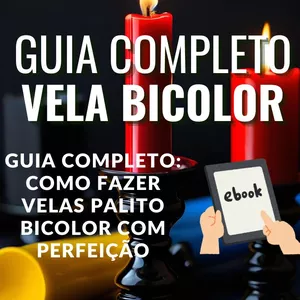 Imagem de capa para o Ebook Guia Completo: Como Fazer Velas Palito Bicolor com Perfeição