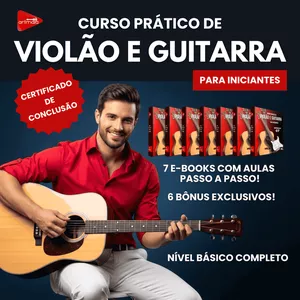 Imagem de capa para o Ebook Curso Prático de Violão e Guitarra Para Iniciantes 