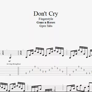 Cover image for Ebook (Guns n Roses) Don't Cry - Fingerstyle PDF