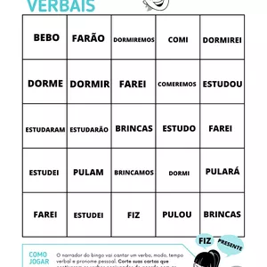 Imagem de capa para o Ebook Bingo Modos e Tempos Verbais