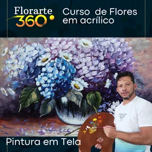 Imagem de capa para o Curso online Florarte 360 - Flores em Acrílico sobre Tela