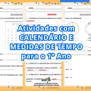 Imagem de capa para o Ebook Atividades com CALENDÁRIO E MEDIDAS DE TEMPO para o 1º ano