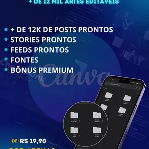 Imagem de capa para o Ebook PACK PREMIUM CANVA ( MAIS DE 12MIL POSTS PRONTOS + BÔNUS) 🥇👨‍💻
