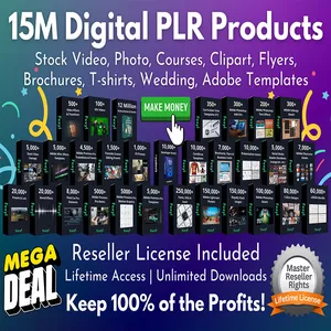 Cover image for Ebook 15+ Million Digital Products PLR Bundle with resell right (eBooks, courses, website templates..)