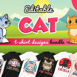Cover image for Online course 50 Editable Cat T-Shirt Designs Bundle