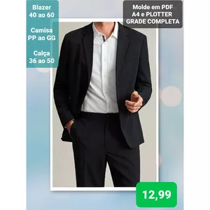 Imagem de capa para o Ebook Molde em PDF Roupa Social Blazer Camisa e Calça Social Moda Masculina