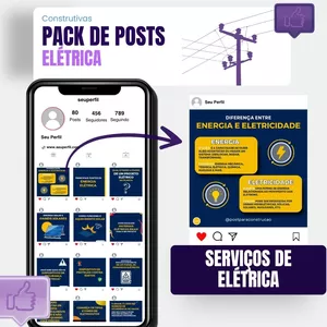 Imagem de capa para o Ebook Pack de Posts Serviços de Elétrica