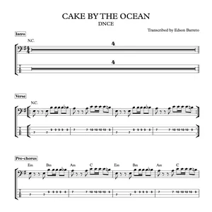 Cover image for Ebook CAKE BY THE OCEAN (DNCE) Bass Transcription, Score &amp; Tab Lesson