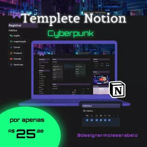 Imagem de capa para o Curso online  Template Notion Cyberpunk e Lofy - Organize suas tarefas com estilo!