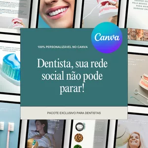 Imagem de capa para o Ebook Pacote de Posts Profissionais para Dentistas (Canva 100% Personalizável)
