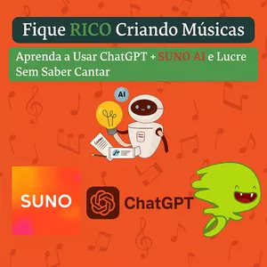 Imagem de capa para o Ebook Fique Rico Criando Músicas com IA: Aprenda a Usar ChatGPT + SUNO AI e Lucre Sem Saber Cantar