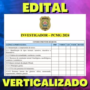Imagem de capa para o Ebook INVESTIGADOR - PCMG 2024 - Edital Verticalizado