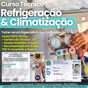 Imagem do curso Curso Técnico de Refrigeração e Climatização por Competência (Video Aulas + Ebook)