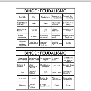 Imagem de capa para o Ebook BINGO DE HISTÓRIA FEUDALISMO EM PDF + BRINDE