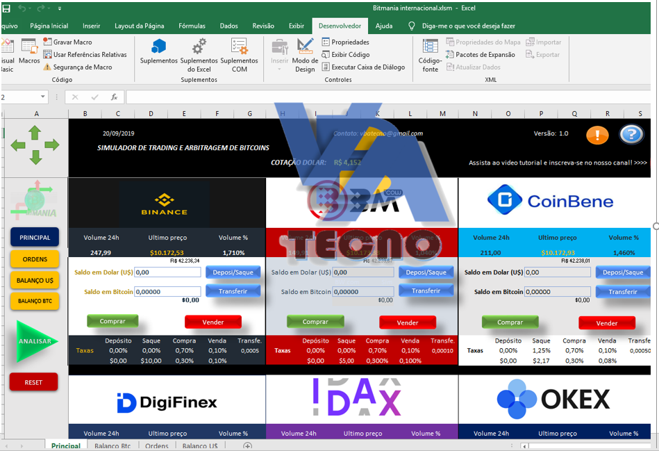 Imagem do curso Planilha Simuladora de arbitragem Internacional de Bitcoins!!