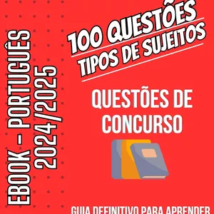 Imagem de capa para o Ebook 100 QUESTÕES TIPOS DE SUJEITOS - Português para Concurso - Professor Matheus Silva