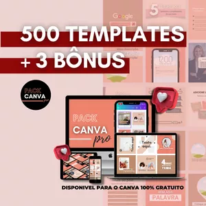 Imagem do curso Pack Canva Pro | 500 Templates Editáveis para seu Instagram | + 3 Bônus