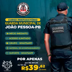 Imagem de capa para o Curso online CURSO PREPARATÓRIO - GUARDA MUNICIPAL DE JOÃO PESSOA-PB