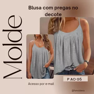 Imagem de capa para o Ebook Molde blusa com pregas no decote 